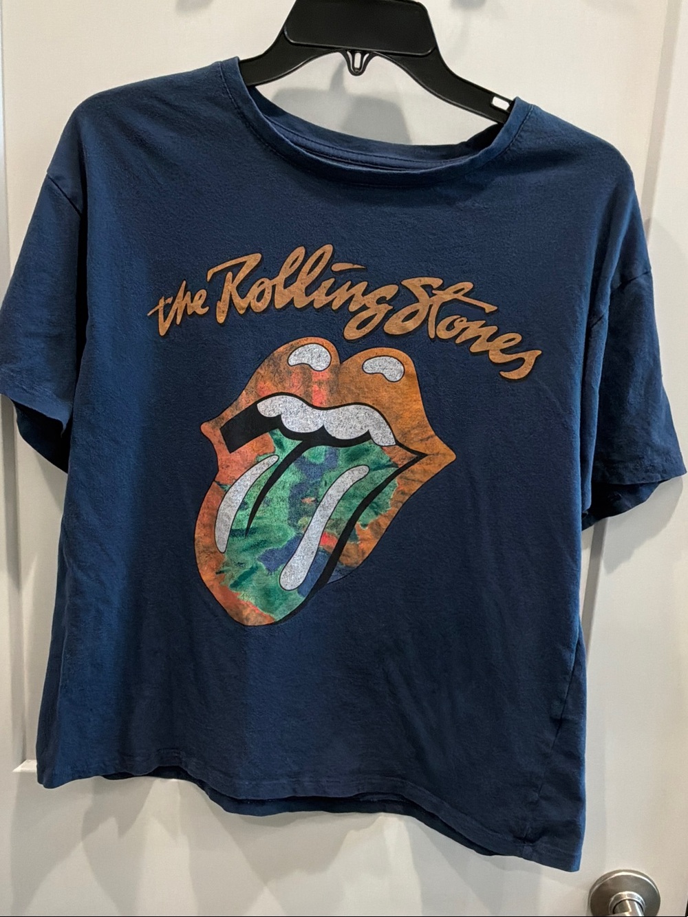 the Rolling Stones Navy Blue Graphic Tee Medium Multicolor Tongue Graphic Music